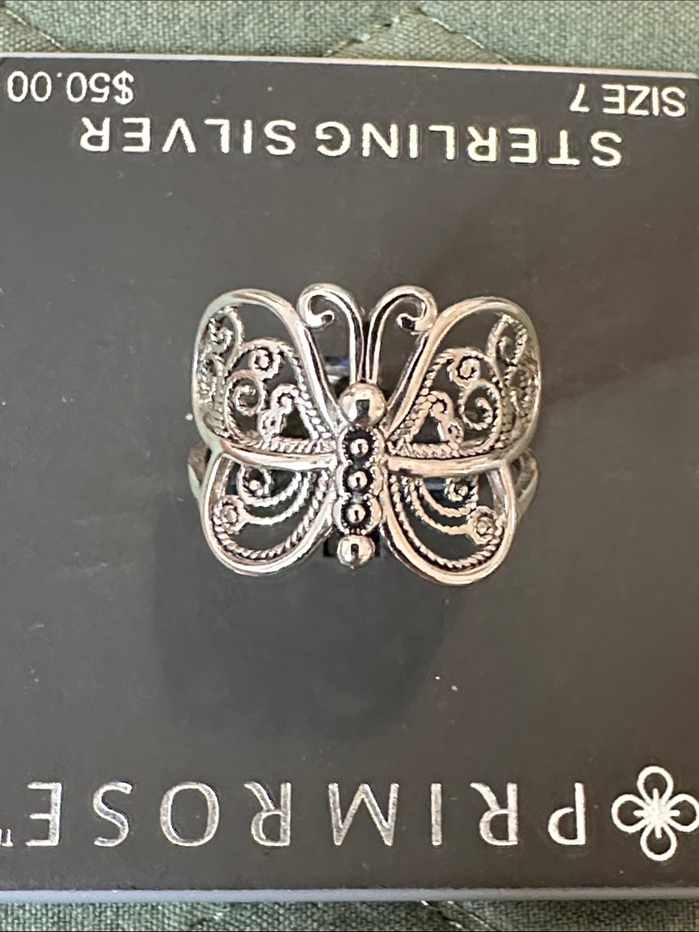Sterling Silver Butterfly Ring Size 7